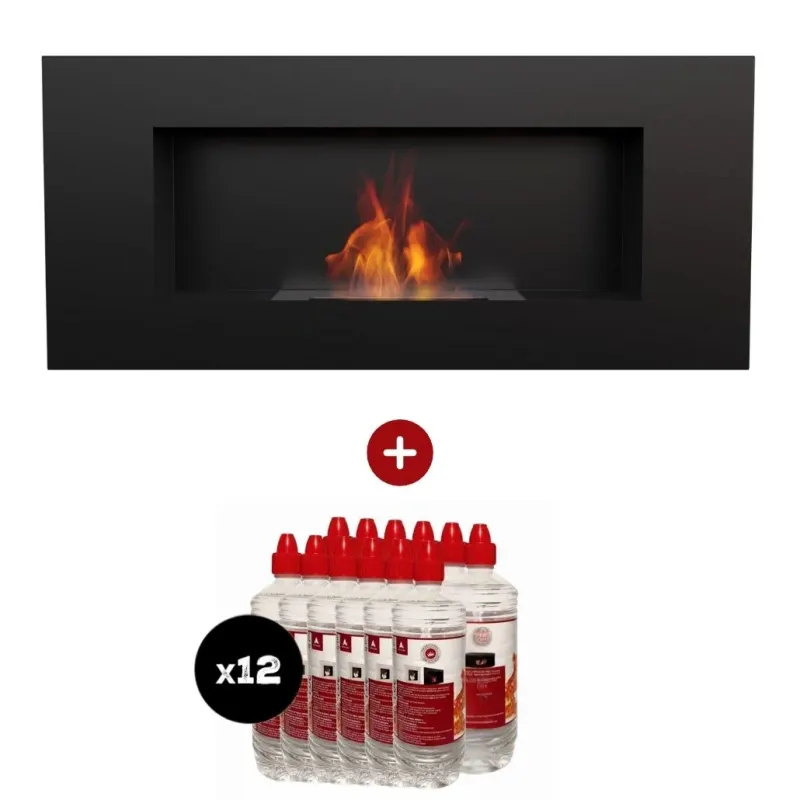 Pachet DELTA 2 Negru - 90 x 40 cm + 12L bioetanol