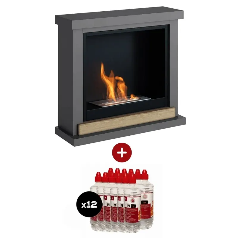 Pachet Hagen Solid Grey Semineu + 12L bioetanol