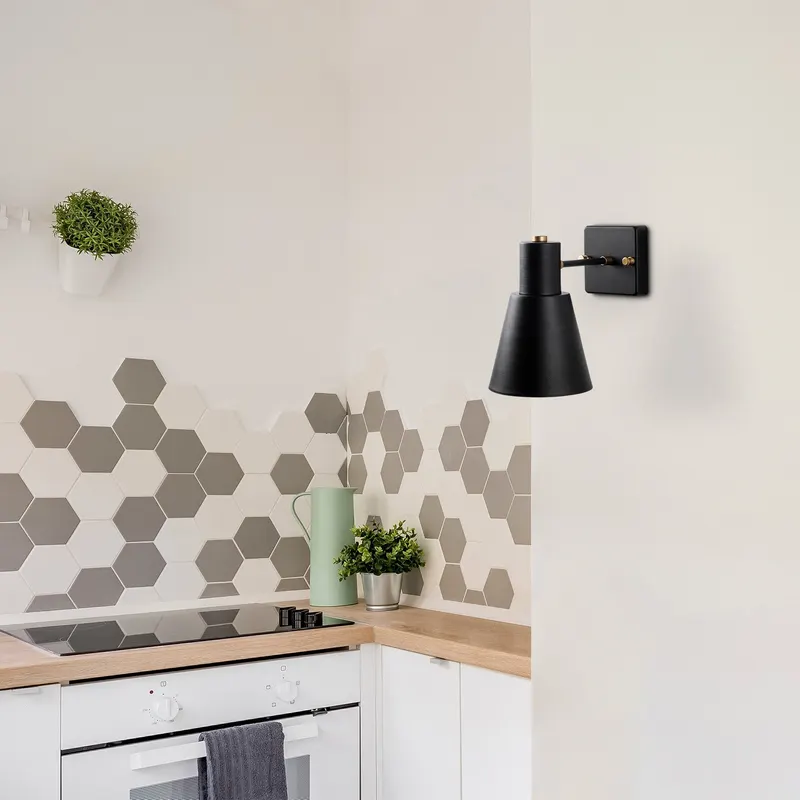 Aplică de perete Funnel - 13090, Negru - Auriu, Ø14x13 cm - Negru - Auriu