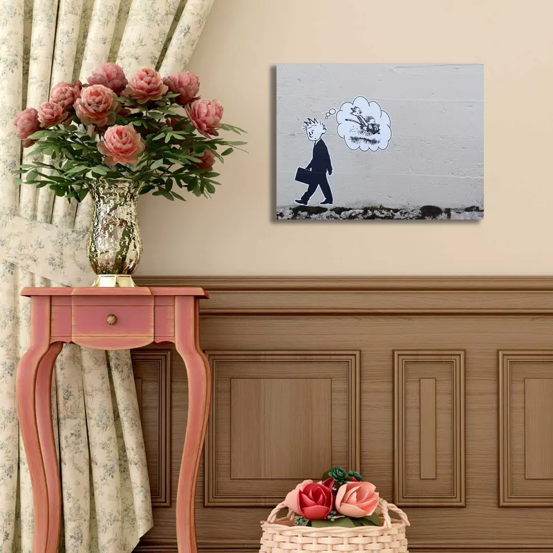 Tablou canvas 3040BANKSY010, Multicolor, 30x40x3 cm - Multicolor
