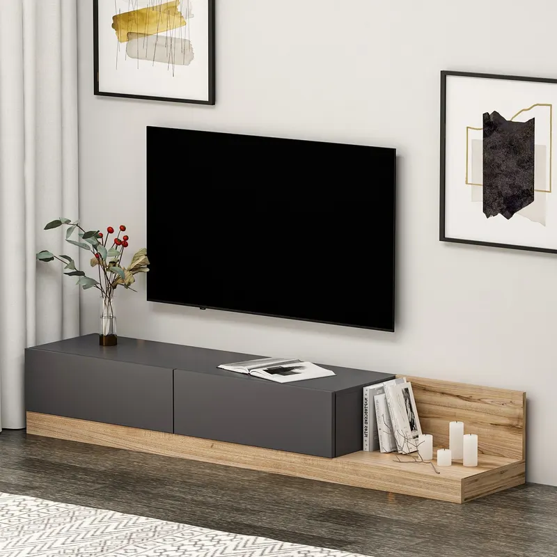 Comodă TV Majör, Antracit - Nuc, 180x37x30 cm - Antracit - Nuc