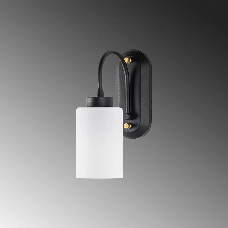 Aplică de perete Hemikilo - 13161, Negru - Alb, Ø10x15 cm - Negru - Alb