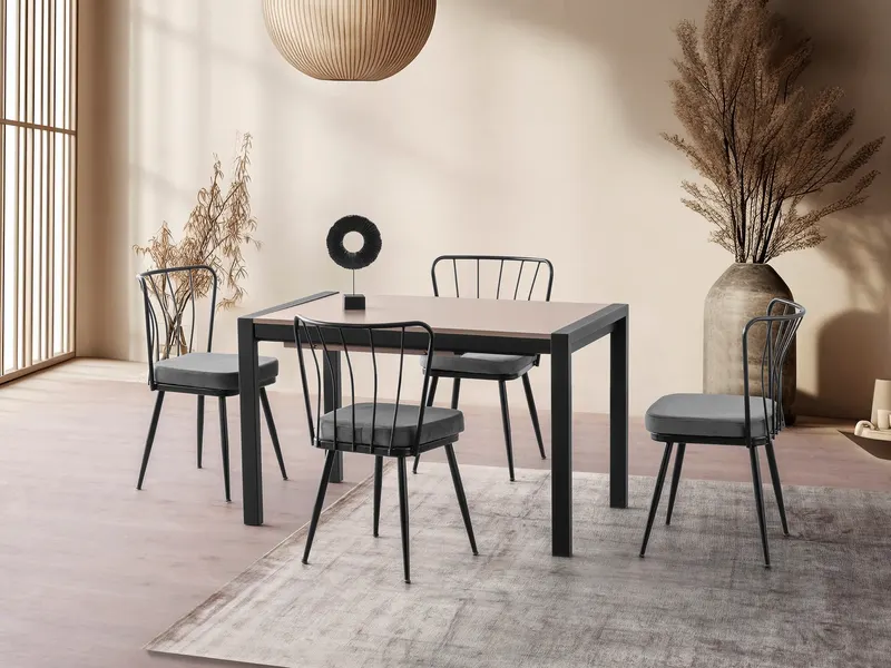 Masă dining extensibilă Silva - 1014, Moca deschis, 120x74x75 cm - Maro