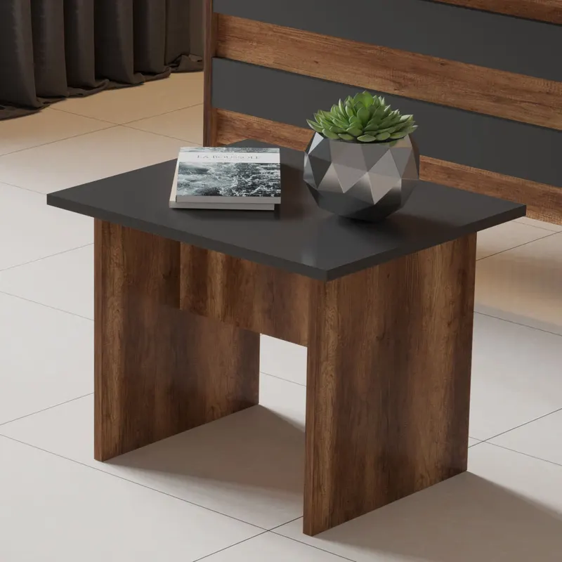 Măsuță de cafea Vo2-Ba, Nuc - Antracit, 60x50x46 cm - Nuc - Antracit