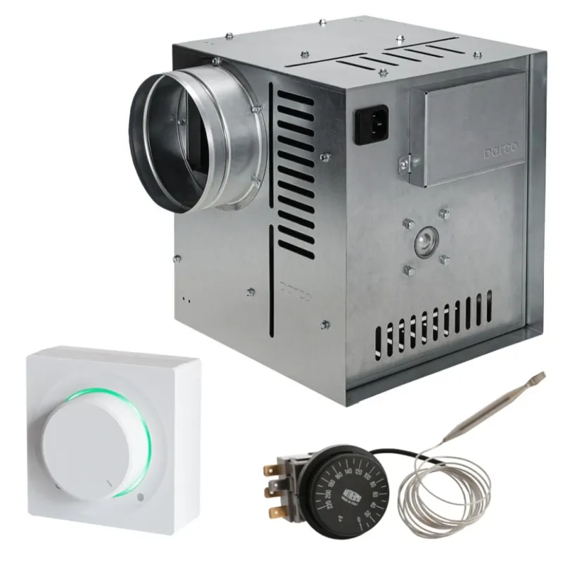 Set Ventilator Semineu Profesional 490mc - GEN II + Regulator electronic Alb Patrat + Termostat