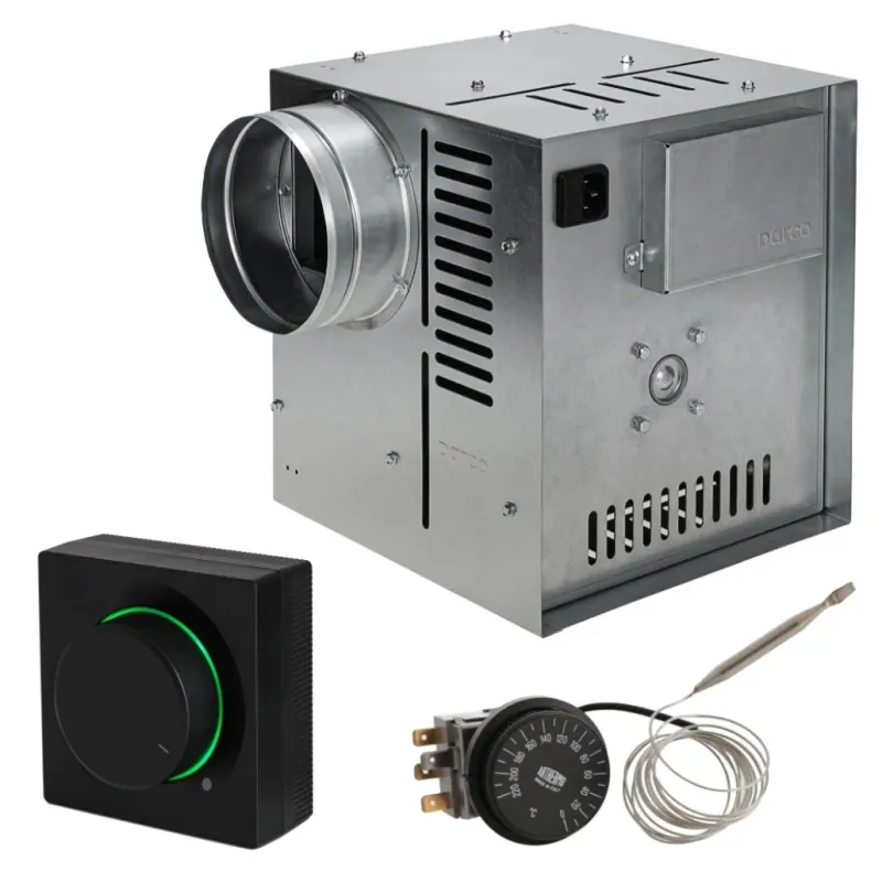 Set Ventilator Semineu Profesional 990mc - GEN II + Regulator electronic Negru Patrat + Termostat