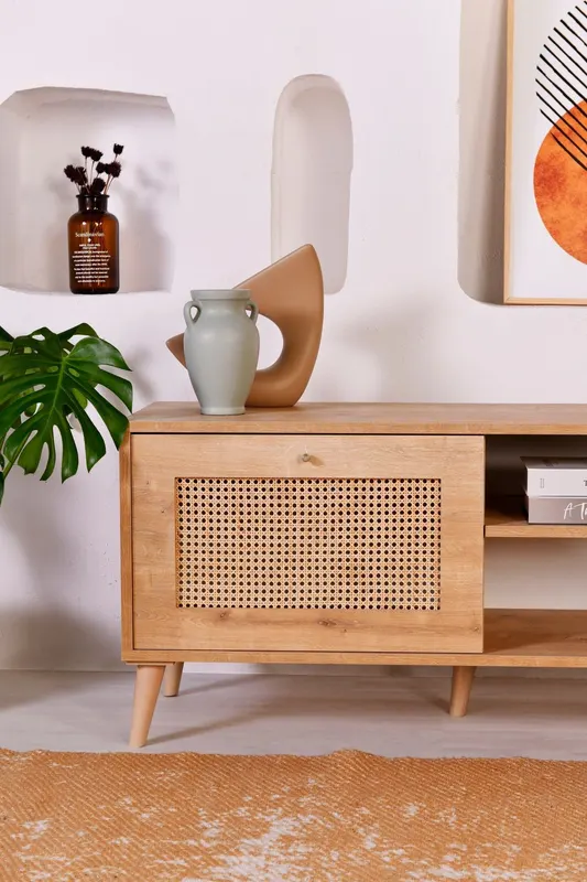 Comodă TV Hazeran 180, Stejar, 180x40x15 cm - Stejar
