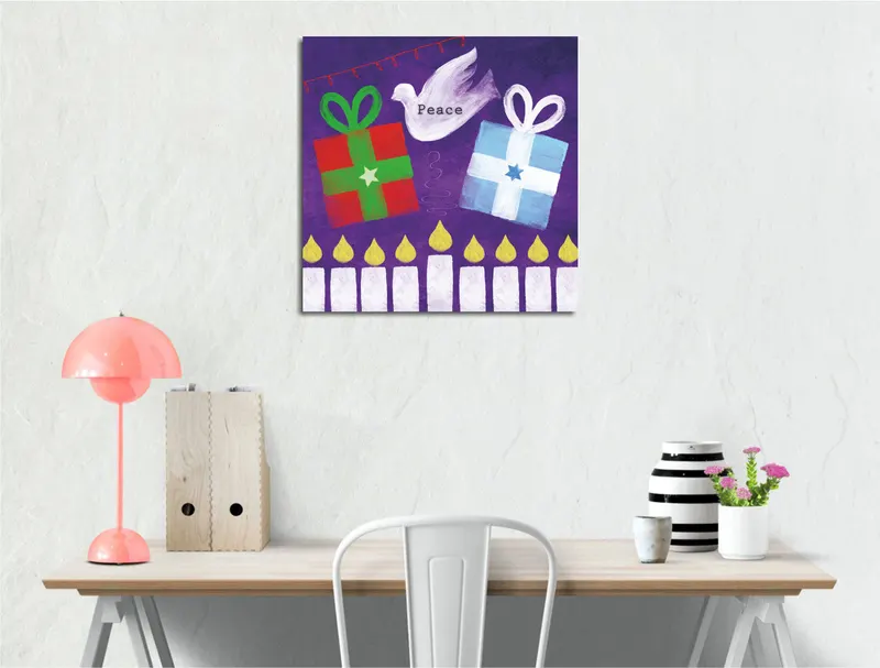 Tablou canvas KC198, Multicolor, 45x45x3 cm - Multicolor