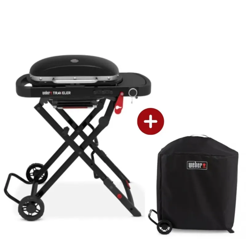 Starter Pack - Gratar pe gaz Weber Traveler compact Negru