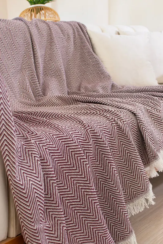 Cuvertură Woven Cozy, Bordo, 170x200 cm - Roșu