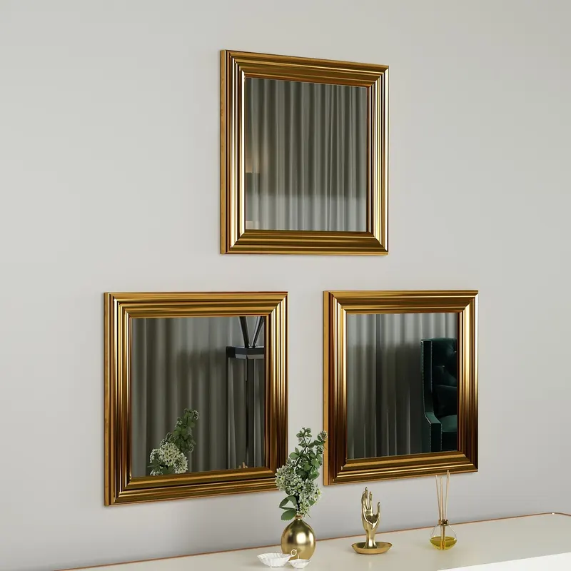 Oglindă decorativă 3 bucăți Otto, Diverse culori, 40x3x40 cm - Auriu