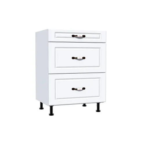Corp inferior 60 cu 3 sertare metalice pentru greutate Zebra MDF alb