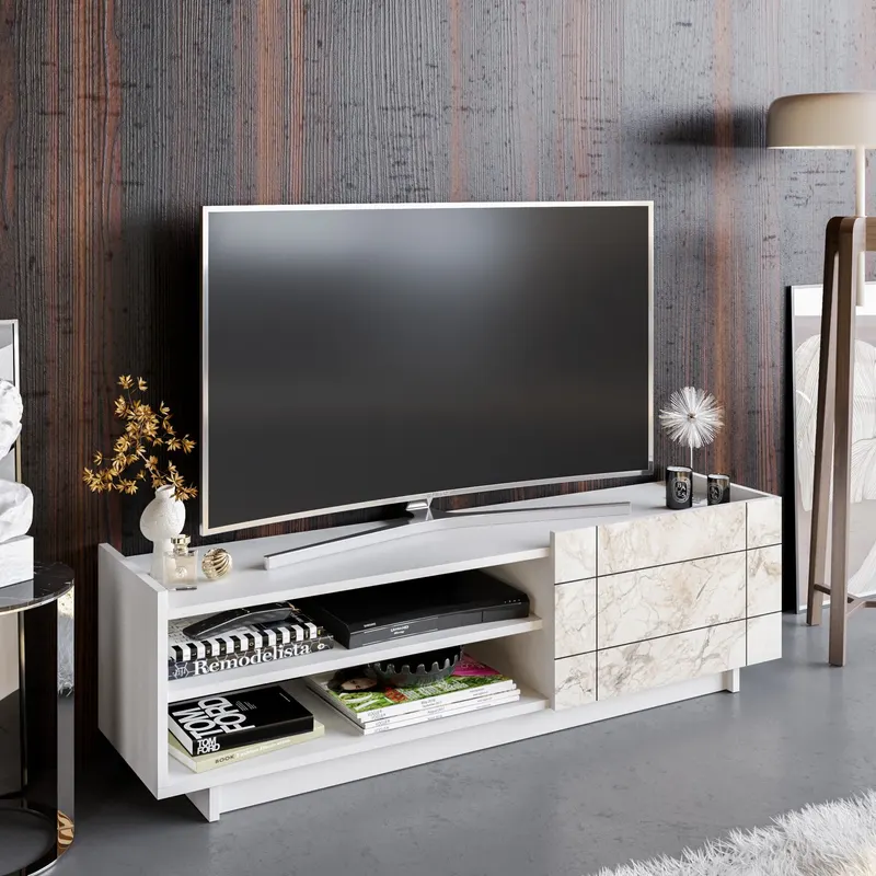 Comodă TV Valantina, Diverse culori, 140x37x41 cm - Alb