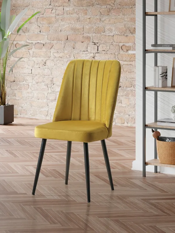 Set de scaune Vega, Diverse culori, Diverse configurații, 46x45x92 cm - Galben - Negru / 2 bucăți