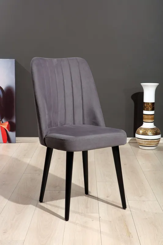 Set de scaune Vega, Diverse culori, Diverse configurații, 46x45x92 cm - Gri - Negru / 4 bucăți