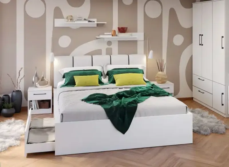 Set Mobila Dormitor Snow C22 tapitat / oglinda — imaginea 3