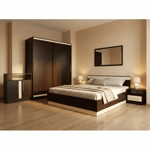 Dormitor Verona cu pat 140x200 cm, Wenge / Vanilie