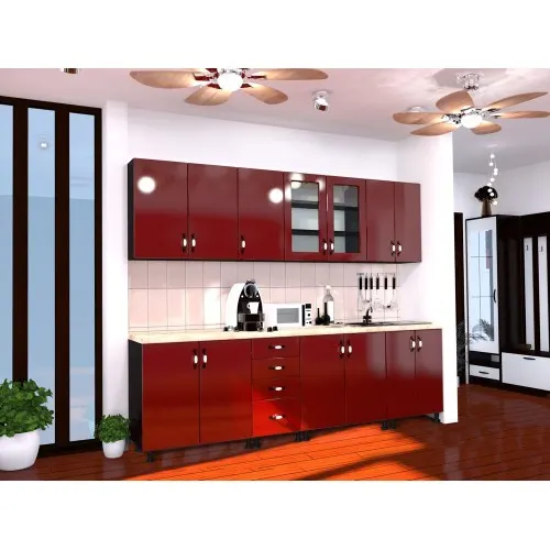 Bucatarie Zebra 2.6m MDF Rosu