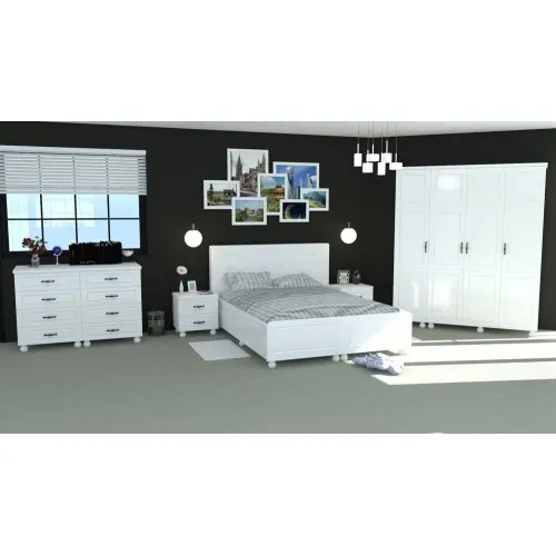 Dormitor Dynasty Alb cu pat 160x200 cm