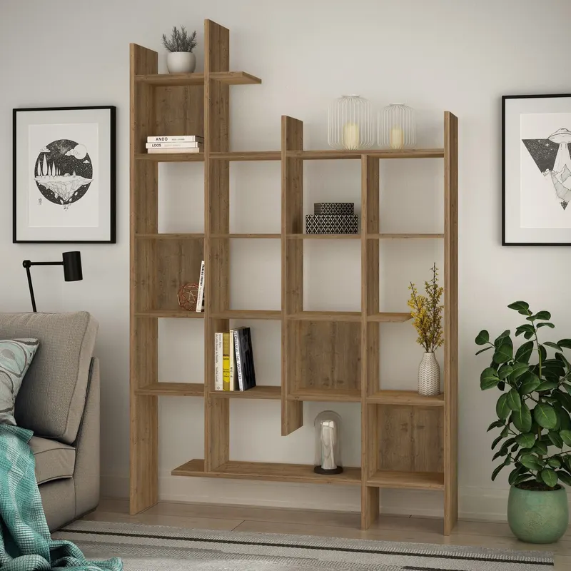 Bibliotecă Manco, Diverse culori, 122x26x188 cm - Hitit