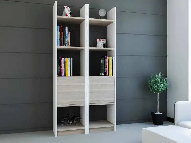 Bibliotecă Esbi 102, Diverse culori, 66x30x150 cm - Alb - Cordoba