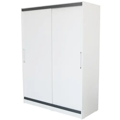 Dulap Verona cu usi culisante, 154x205x60 cm, Alb cu Gri