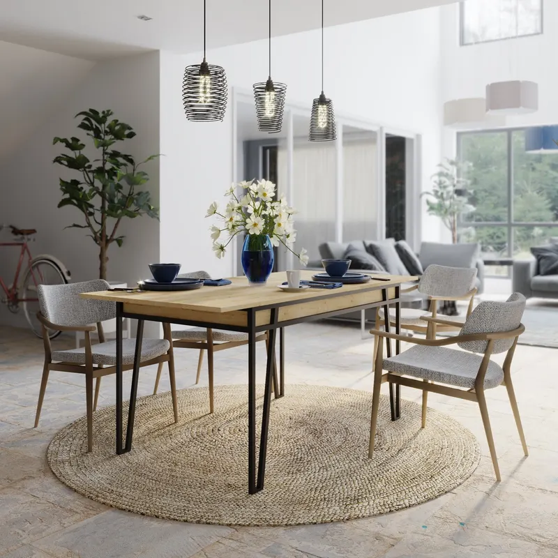 Masă dining extensibilă Pal, Diverse culori, 132x80x76 cm - Stejar