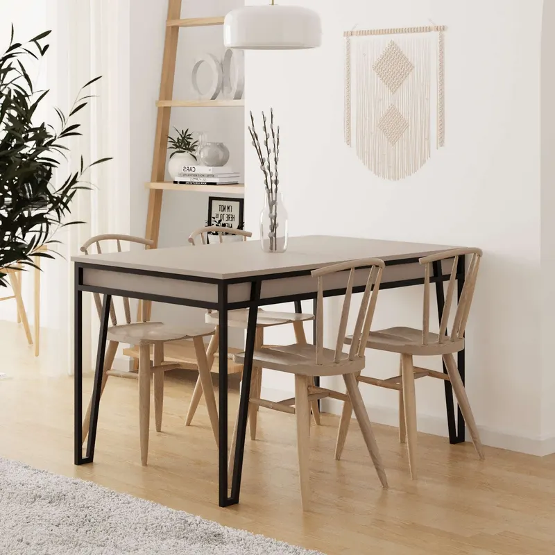 Masă dining extensibilă Pal, Diverse culori, 132x80x76 cm - Moca deschis