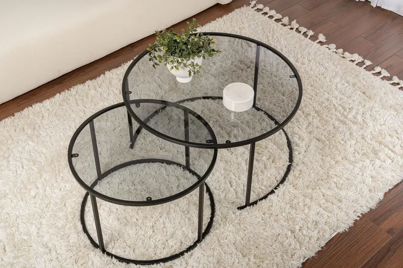 Măsuță de cafea Aurum - 80, 60, Diverse culori, 60x60x39 cm - Negru - Gri