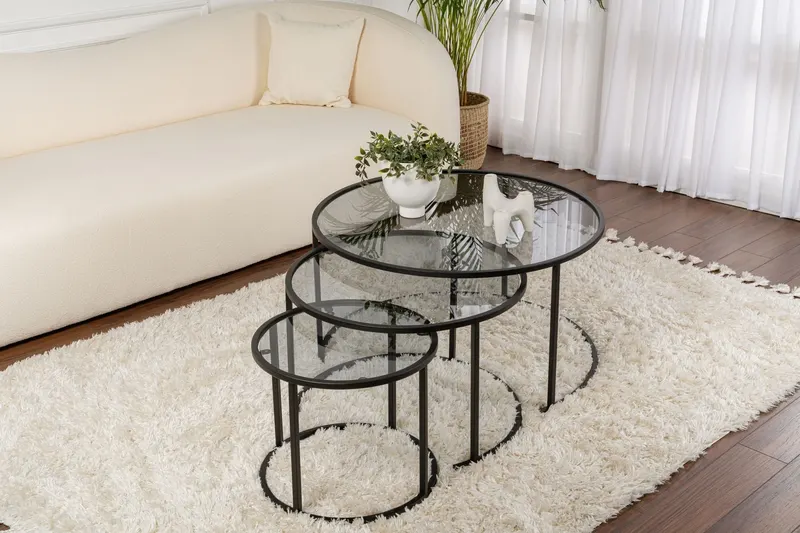 Măsuță de cafea Aurum - 80, 60, 42, Diverse culori, 42x42x35 cm - Negru - Gri
