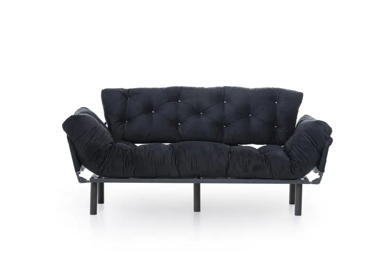 Canapea extensibilă 3 locuri Nitta Triple, Diverse culori, 185x70x85 cm - Negru