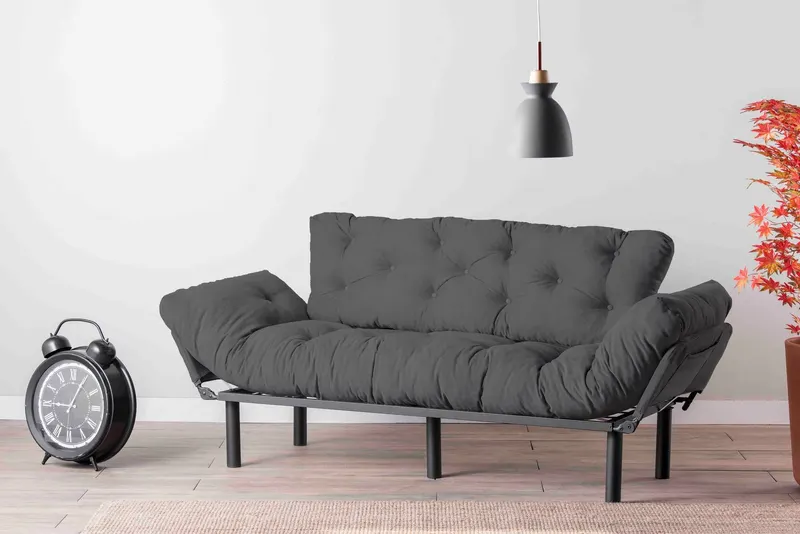 Canapea extensibilă 3 locuri Nitta Triple, Diverse culori, 185x70x85 cm - Gri închis