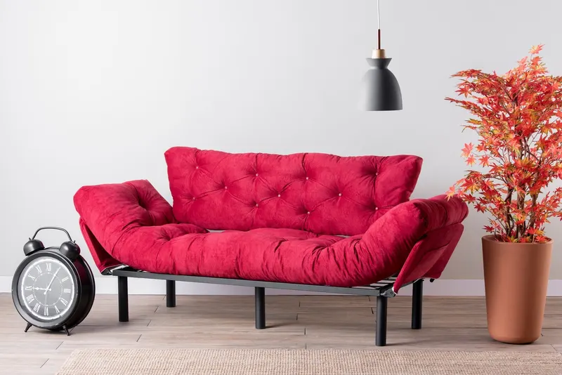 Canapea extensibilă 3 locuri Nitta Triple, Diverse culori, 185x70x85 cm - Bordo