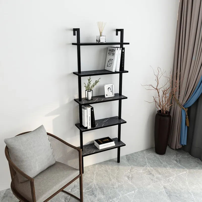 Bibliotecă Piante, Diverse culori, 60x22x174 cm - Negru