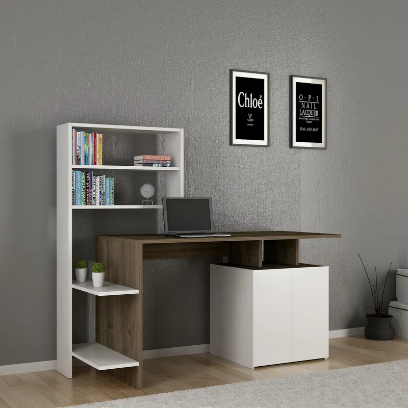 Birou Melis, Diverse culori, 146x60x74 cm - Nuc - Alb