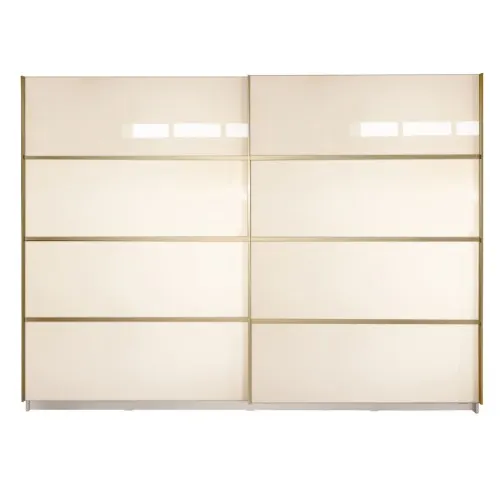 Gold Dulap 2800 Crem cu usi MDF Lucios + 2 Comode