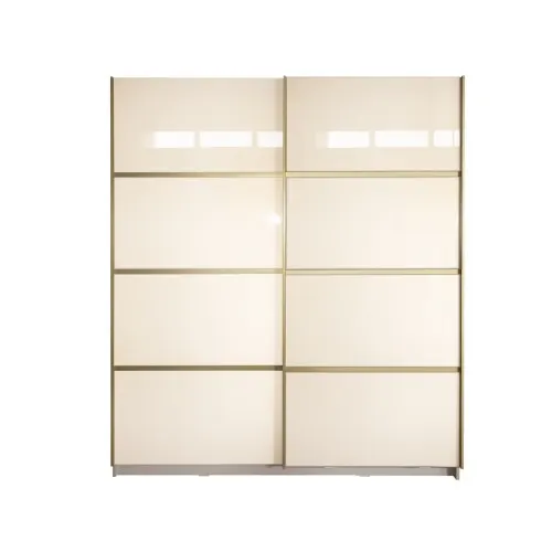 Gold Dulap 1800 Crem cu usi MDF Lucios + 2 Comode