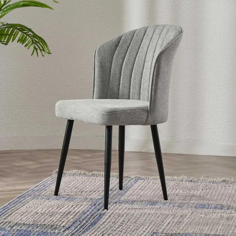 Set de scaune Rubi - gri, negru v2, Gri - Negru, Diverse configurații, 52x42x85 cm - 4 bucăți