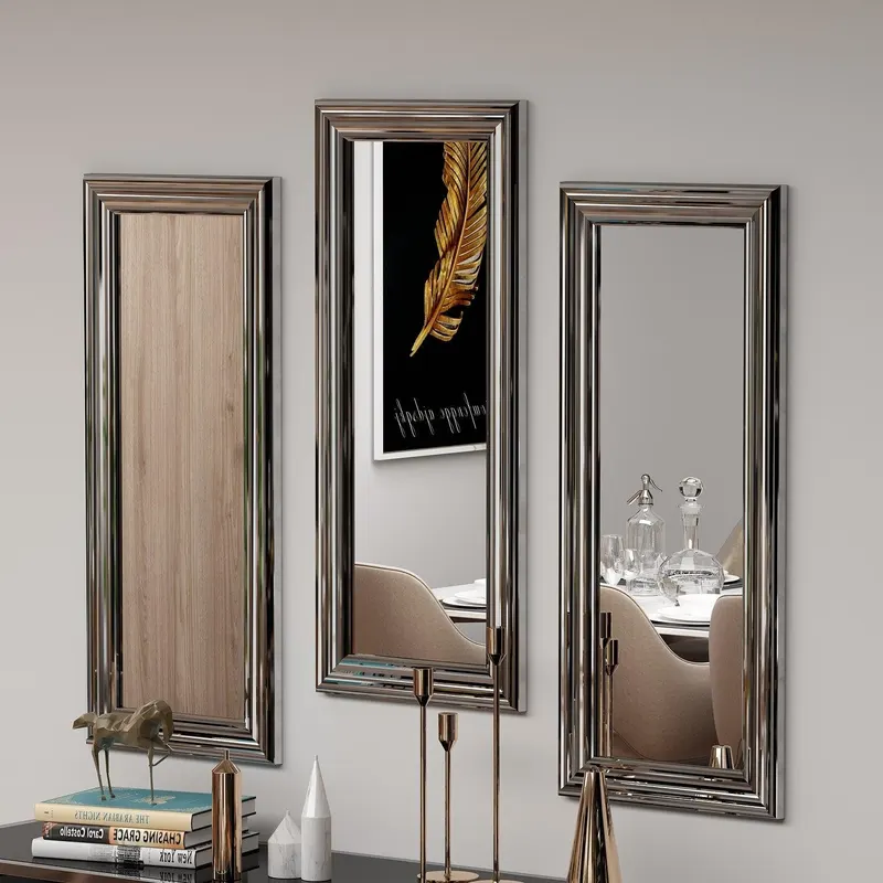 Oglindă decorativă 3 bucăți Lavia, Diverse culori, 30x3x70 cm - Argintiu