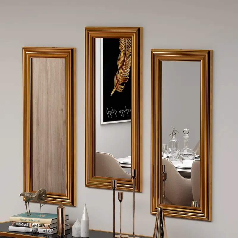 Oglindă decorativă 3 bucăți Lavia, Diverse culori, 30x3x70 cm - Bronz