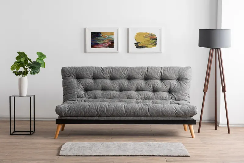 Canapea extensibilă 3 locuri Saki, Diverse culori, 185x43x48 cm - Gri deschis