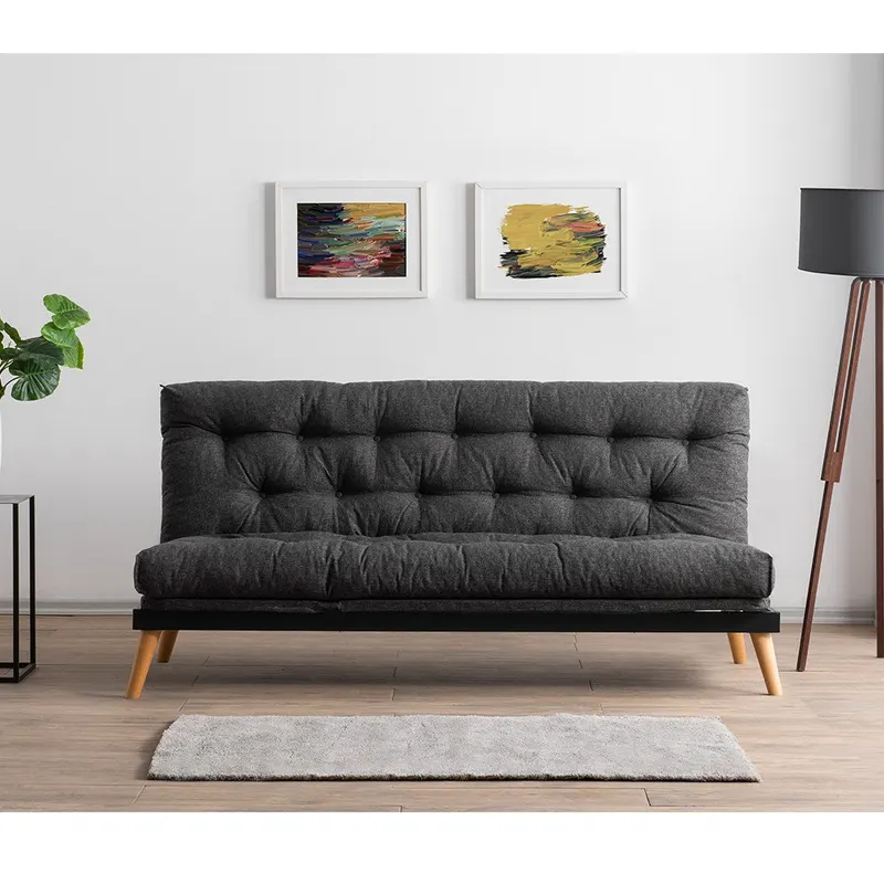 Canapea extensibilă 3 locuri Saki, Diverse culori, 185x43x48 cm - Gri închis