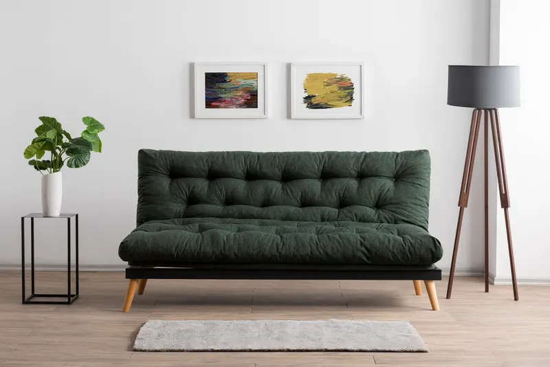 Canapea extensibilă 3 locuri Saki, Diverse culori, 185x43x48 cm - Verde