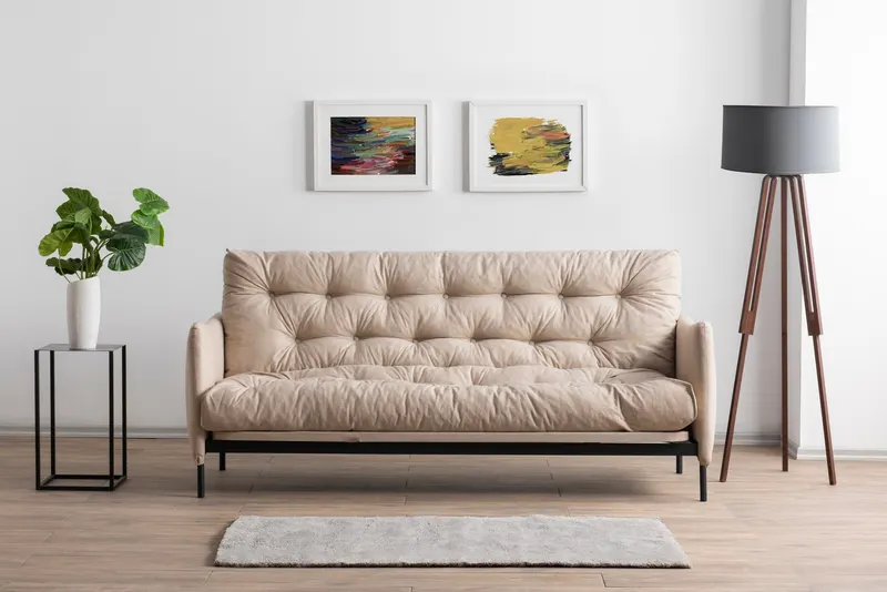 Canapea extensibilă 3 locuri Renge, Diverse culori, 200x43x48 cm - Crem