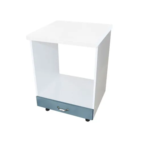 Corp pentru cuptor incorporabil cu sertar Zebra, Alb / MDF Albastru, cu blat alb, 60 x 85 x 60 cm