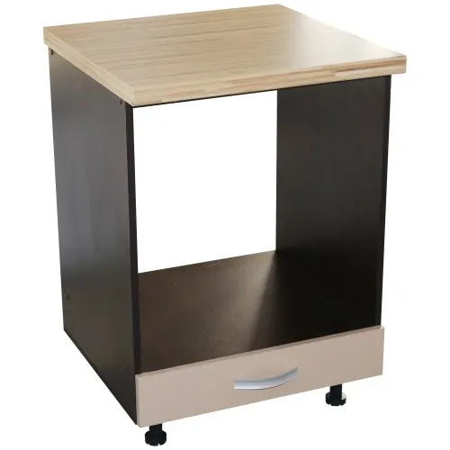 Corp pentru cuptor incorporabil cu sertar Zebra, Wenge/Cappuccino , cu blat artar, 60 x 85 x 60 cm