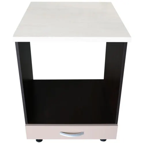 Corp pentru cuptor incorporabil cu sertar Zebra, wenge/Cappuccino lucios, cu blat Travertin, 60 x 85 x 60 cm