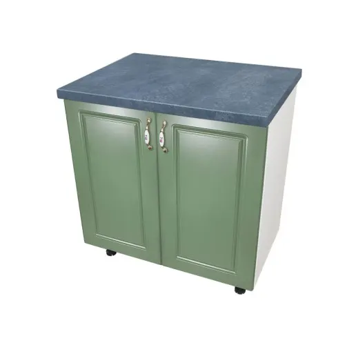 Masca pentru chiuveta cu 2 usi 80 cm Zebra, Alb/MDF Verde cu blat Beton, 80 x 85 x 60 cm
