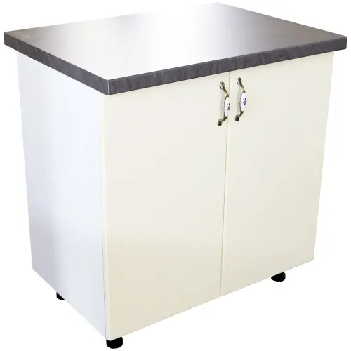 Masca pentru chiuveta cu 2 usi 80 cm Zebra, alb/MDF Vanilie, cu blat Beton, 80 x 85 x 60 cm