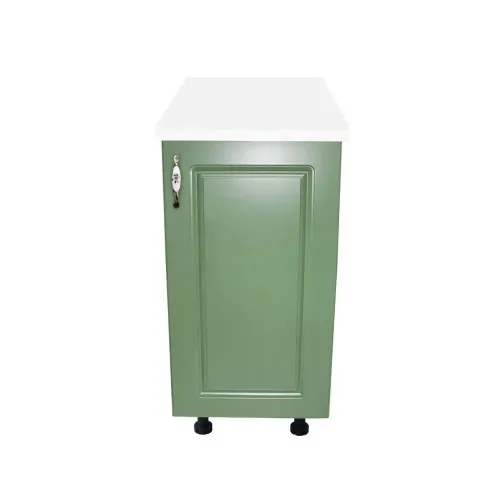 Corp inferior cu 1 Usa Zebra, Alb/MDF Verde, si blat Alb 40 x 85 x 60